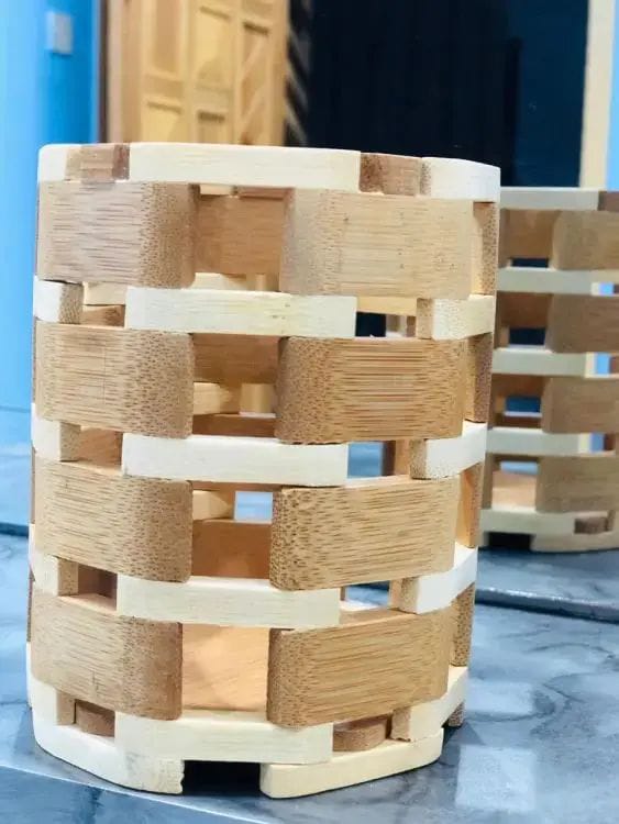 Round Bamboo Cutlery Holder