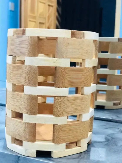 Round Bamboo Cutlery Holder