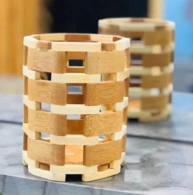 Round Bamboo Cutlery Holder