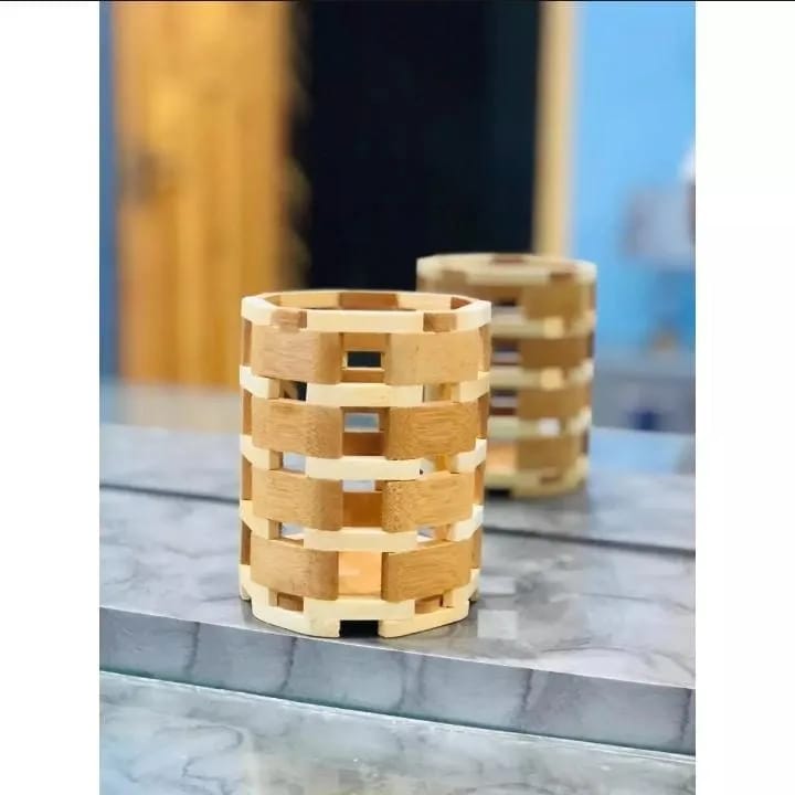 Round Bamboo Cutlery Holder